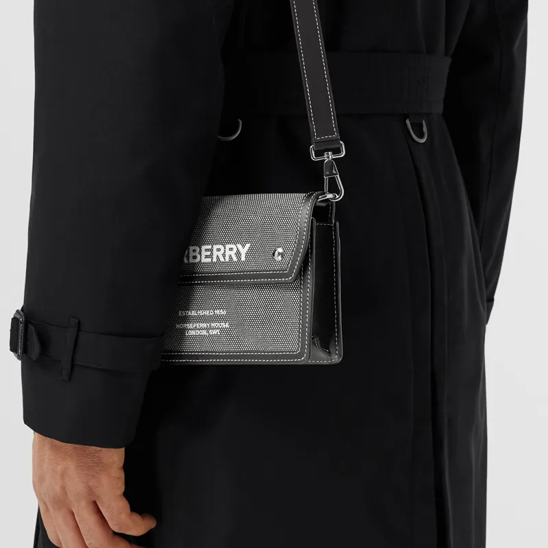 Burberry Horseferry Canvas With Leather Canvas Bag Shoulder Bag Crossbody Bag Regular Men's Black/Gray-8