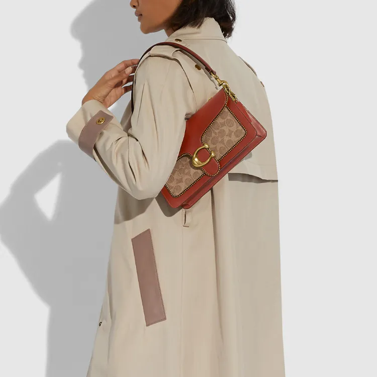 COACH Tabby Leather Shoulder Bag, Crossbody Bag, Shoulder Bag Women's Rusty Red-4
