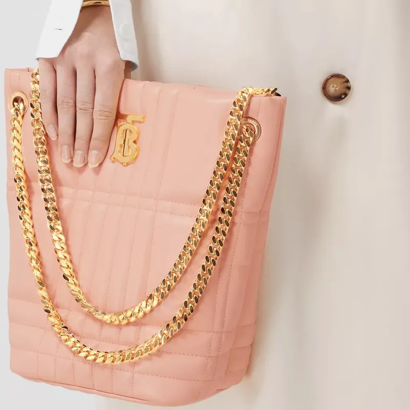 Burberry Lola Bag Sheepskin Crossbody Bag, Shoulder Bag Small Size Women's Peach Pink-6