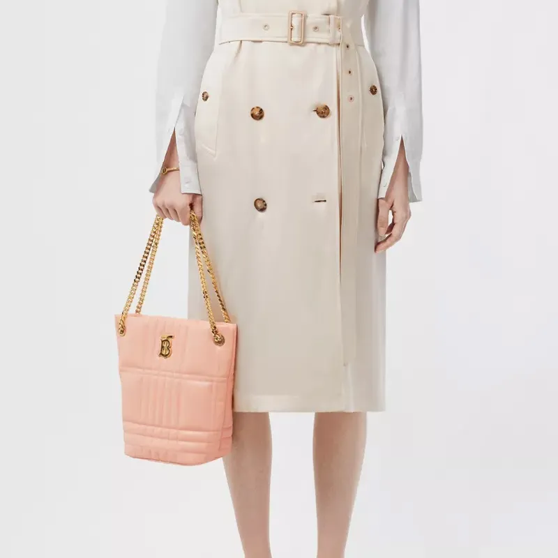 Burberry Lola Bag Sheepskin Crossbody Bag, Shoulder Bag Small Size Women's Peach Pink-7