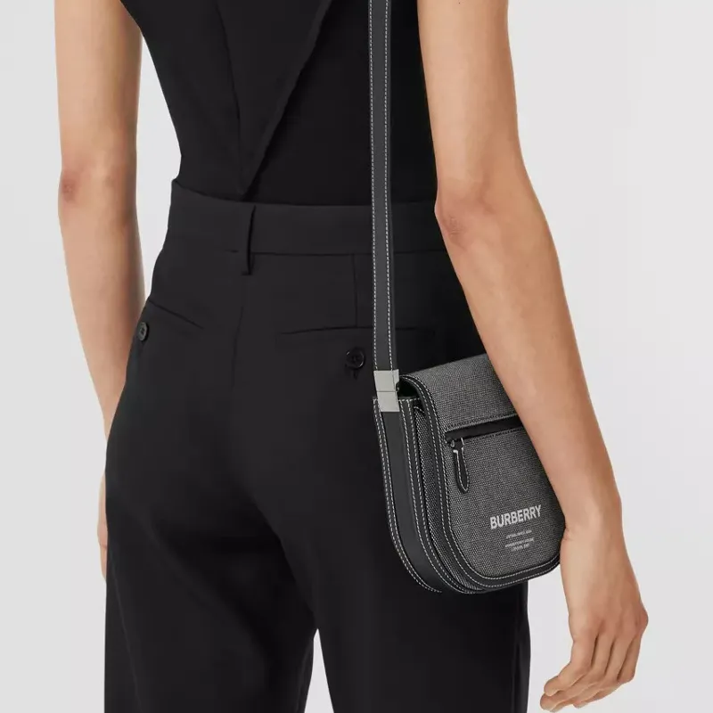 Burberry Olympia Calfskin Shoulder Bag, Crossbody Bag Mini Men's Black & Gray-5