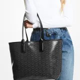 MICHAEL KORS Polyester Tote Bag Shopping Bag Dog Tooth Bag Shoulder Handbag Large Size Women's Black