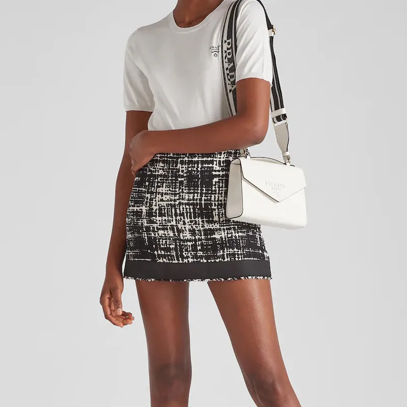 PRADA Saffiano Leather Handbag Shoulder Bag Crossbody Bag Women's White-3
