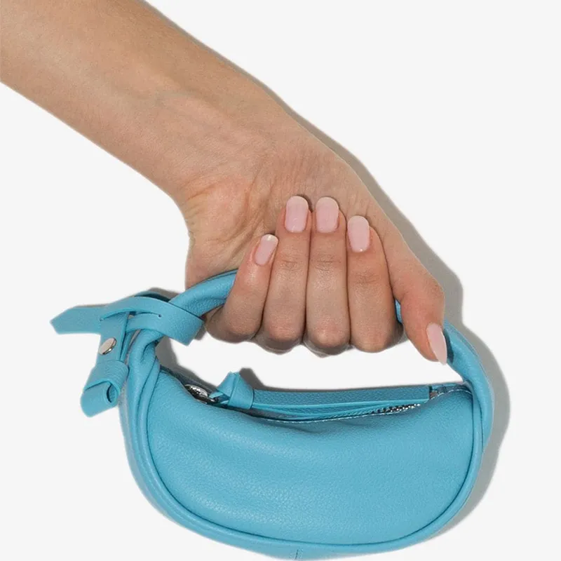 By Far Micro Cush Leather Handbag Mini Women's Blue-3