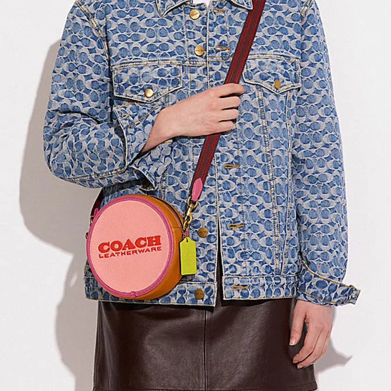 COACH Kia Cow Leather Round Bag, Shoulder Bag, Crossbody Bag Trumpets Women's Multicolor-4
