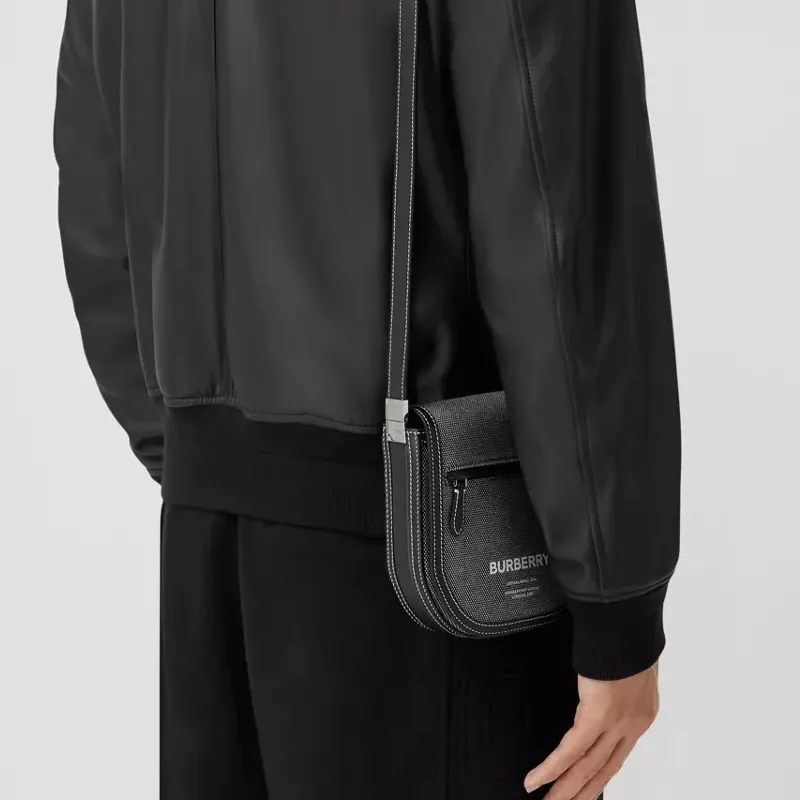 Burberry Olympia Calfskin Shoulder Bag, Crossbody Bag Mini Men's Black & Gray-6