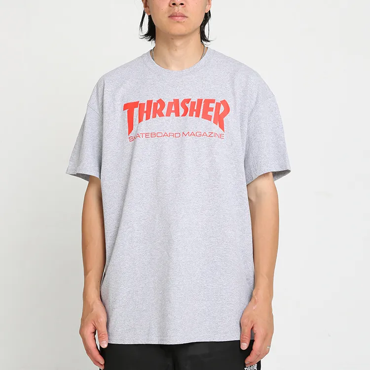 Thrasher T-Shirt US Version Unisex Gray Red-3