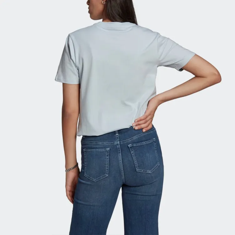 Adidas Originals Set in Sleeve T Shirt Women's Light Blue-3