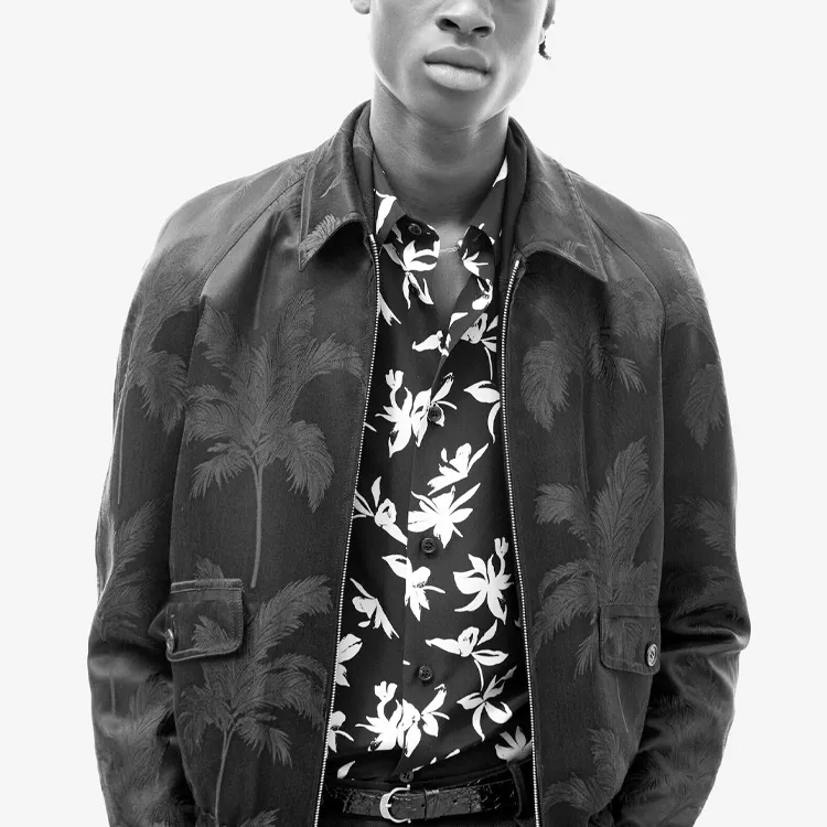 SAINT LAURENT Palm Tree Embroidered Jacket-2