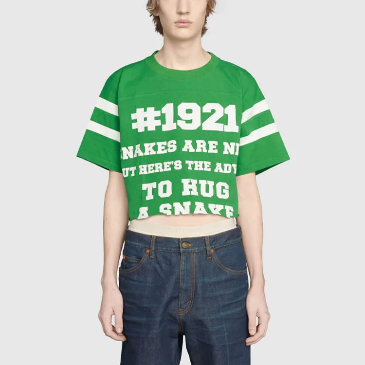GUCCI SS21 1921 Series Alphabet Numeric Printing Short Sleeve T-Shirt Green-3