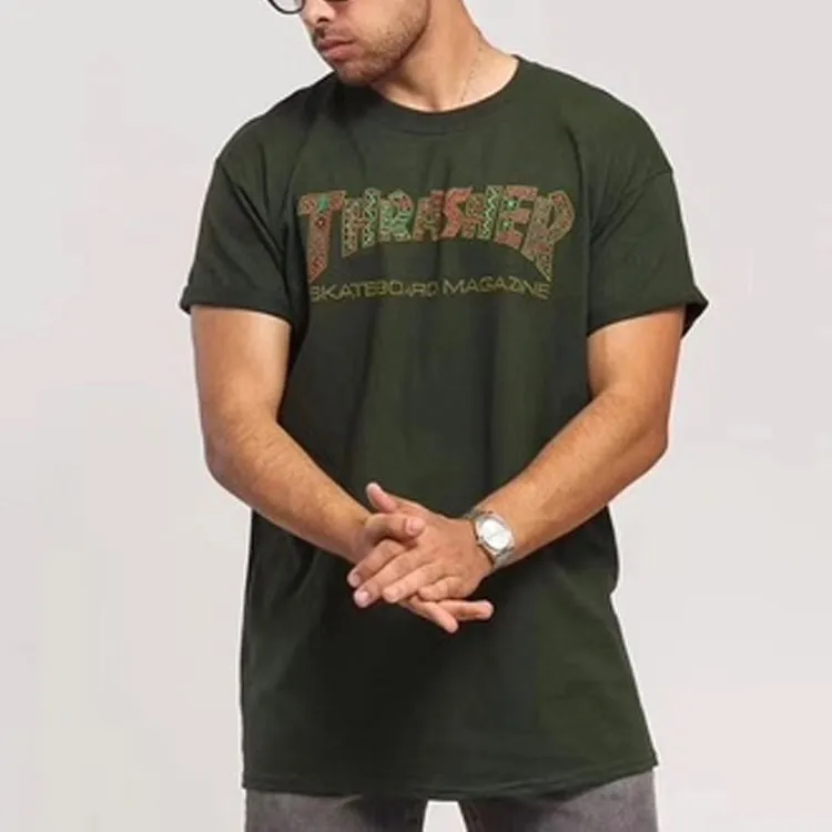 Thrasher Straight T Shirt US Version Unisex Forest Green-1