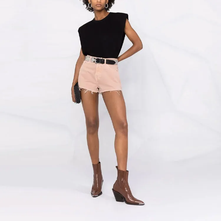 SAINT LAURENT Frayed Hem Denim Shorts-2