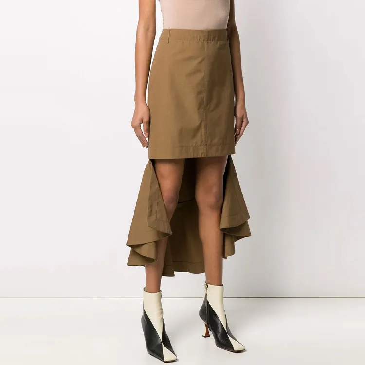 GIVENCHY FW21 Casual Long Skirt Women's Beige Brown-3