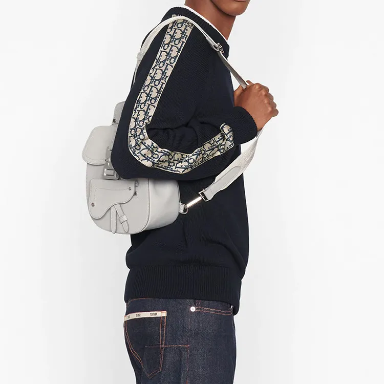 DIOR Cow Leather Saddle Bag, Crossbody Bag, Shoulder Bag Men's Dio Gray-5