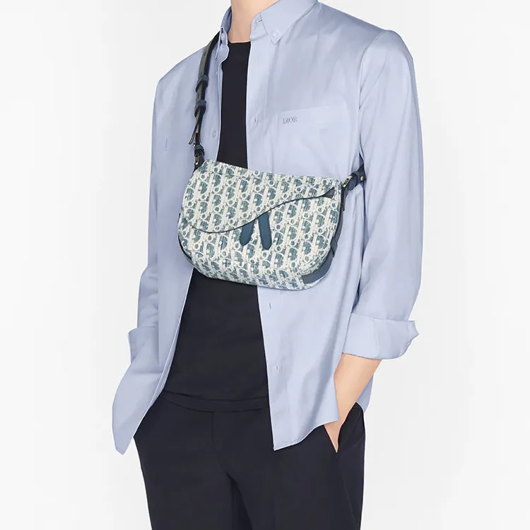 DIOR Saddle Cow Leather Saddle Bag, Sling Bag, Crossbody Bag, Shoulder Bag Men's Blue-7