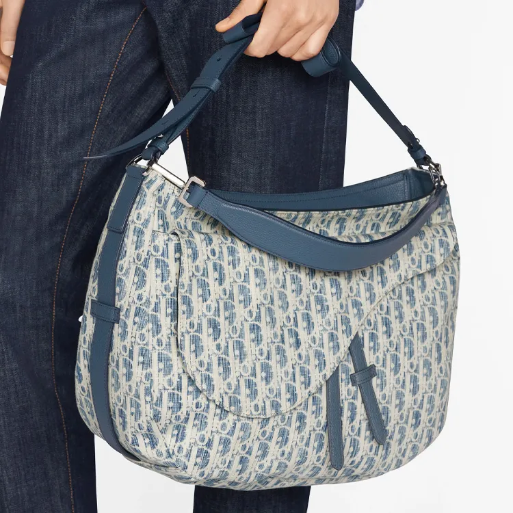 DIOR Saddle Canvas With Leather Saddle Bags Shoulder Bags Handbags Men's Blue-6