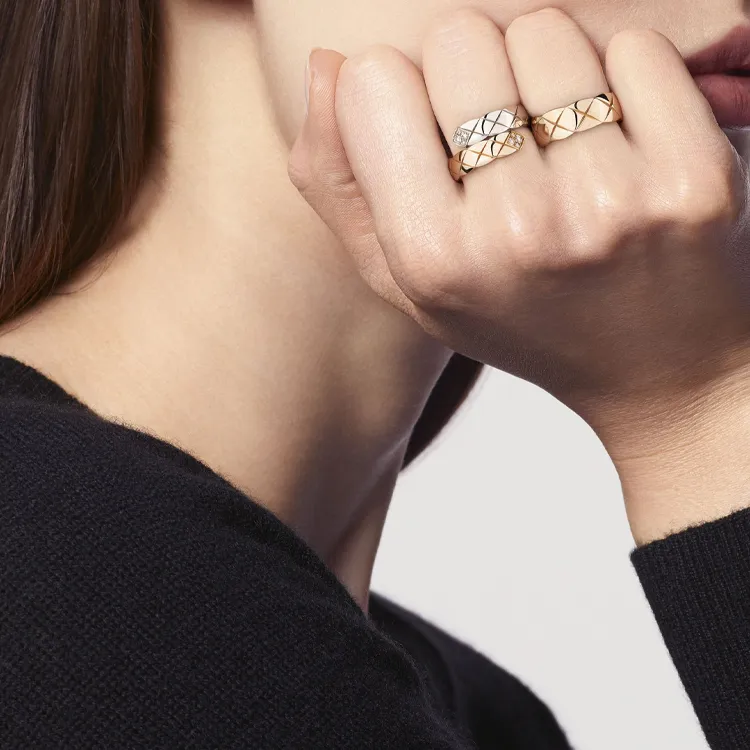 CHANEL CoCo Crush 18K White Gold Rings Unisex-2
