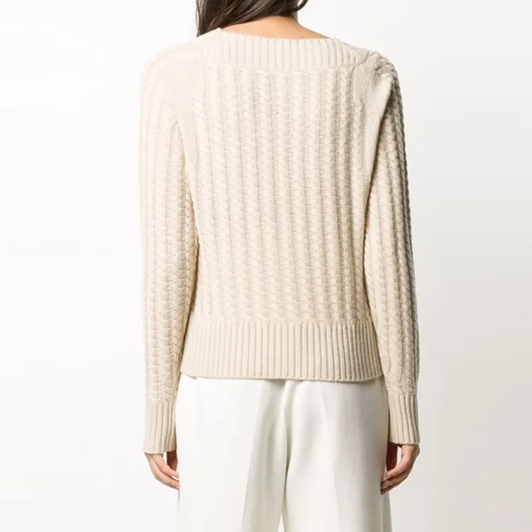 THEORY V Neck Cable Knit Jumper-3