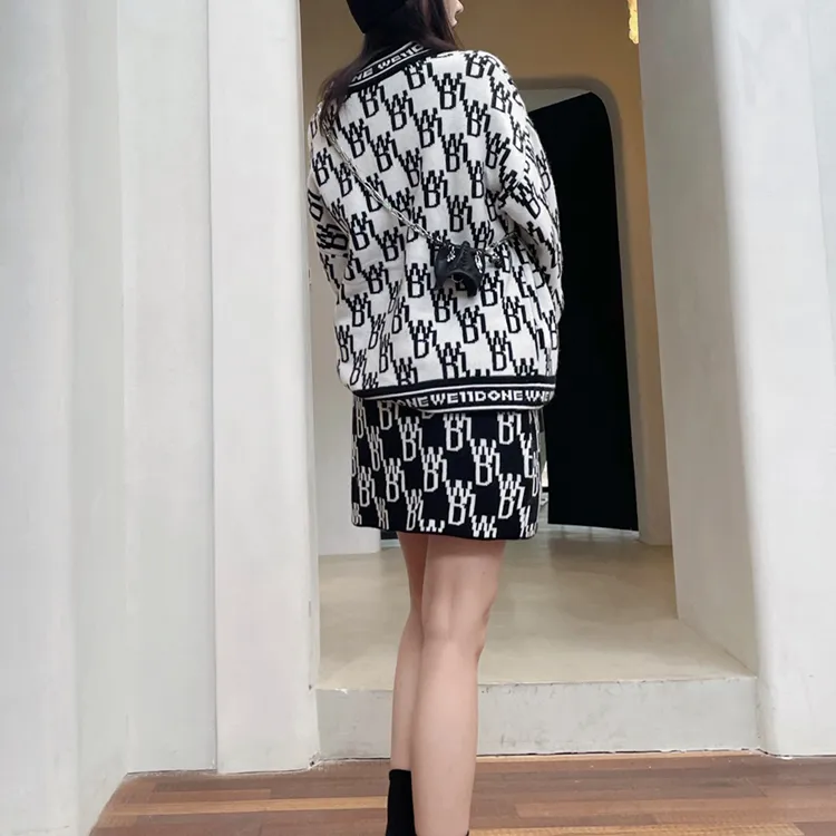 WE11DONE All-over Logo-knit Jumper-2