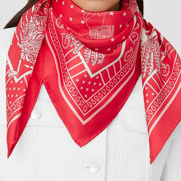 HERMES Silk Scarves Women's Red-3
