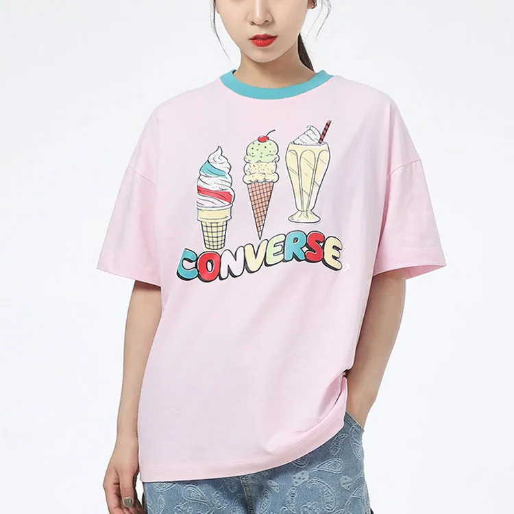 Converse Set in Sleeve T Shirt Women's Pink-1