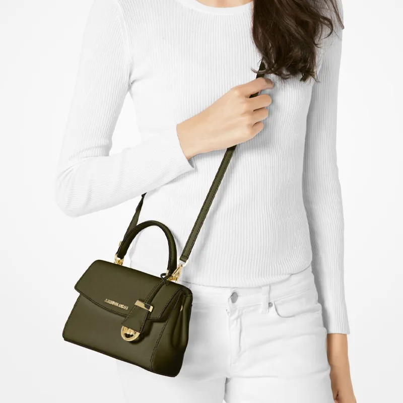 MICHAEL KORS MK Ava Leather Handbags Shoulder Bag Crossbody Bag Extra Small Women's Olive Green-4