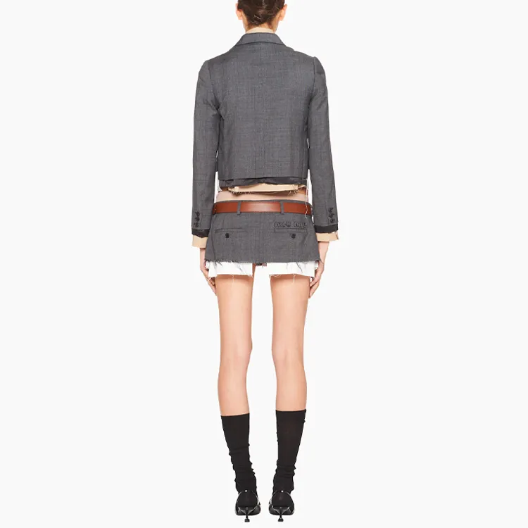 MIU MIU Single breasted Prince Of Wales Check Blazer-2