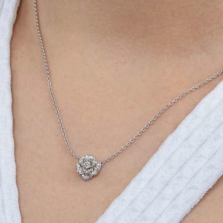 PIAGET Rose 18K White Gold Diamond Necklaces Women's-1