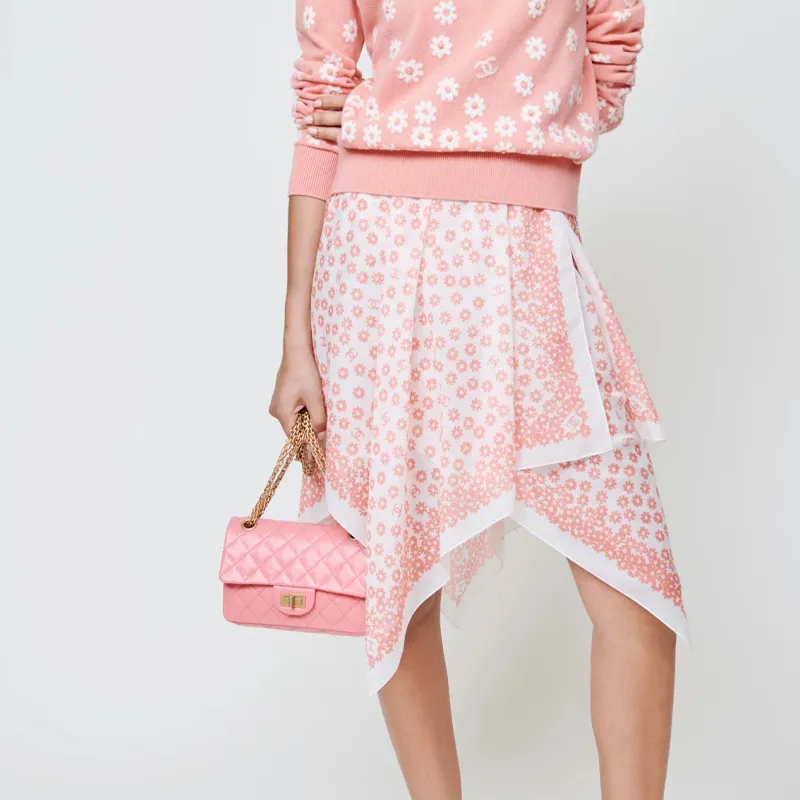 CHANEL 2.55 Calfskin Shoulder Bag Crossbody Bag Mini Women's Coral Pink-4