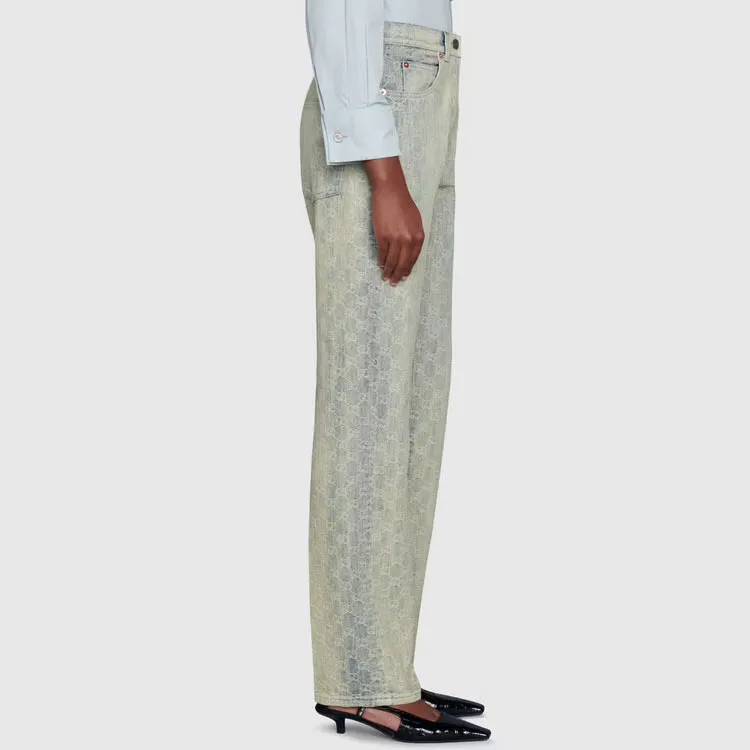 GUCCI Gg Jacquard Denim Straight leg Jeans-4