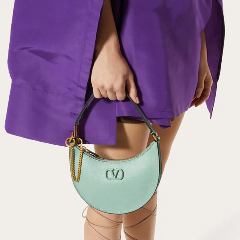 Valentino Vlogo Grained Calfskin HOBO Bag Shoulder Bags Handbags Mini Women's Light Green-5