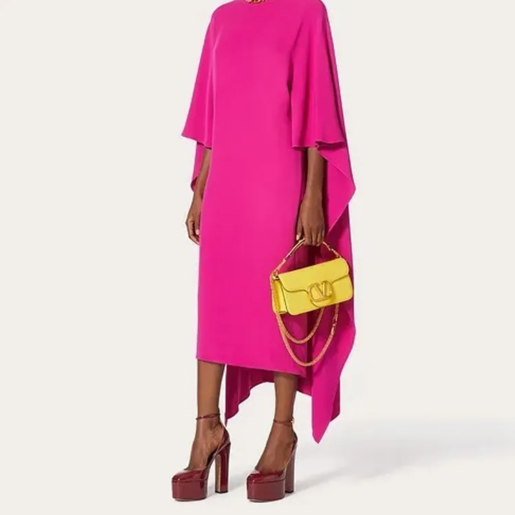 Valentino Locò Calfskin Baguette Bag Crossbody Bags Handbags Small Size Women's Yellow-4