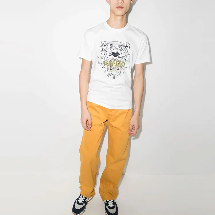 KENZO Classic Tiger Head T Shirts Men White-5