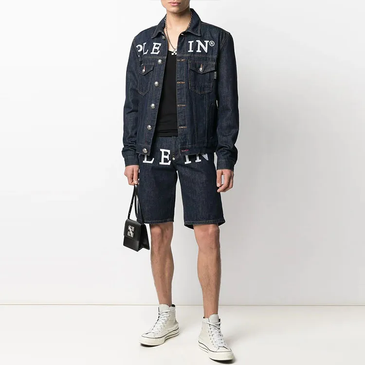 PHILIPP PLEIN Denim Shorts Men Dark Blue-1