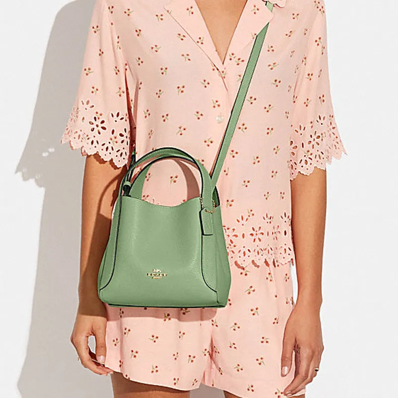 COACH Pebbled Leather Crescent Bag, Shoulder Bag, Crossbody Bag Regular Women's Green Macaron-3