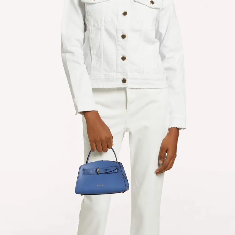 Furla Margherita Collection Cow Leather Handbag Crossbody Bag Mini Women's Blue-4