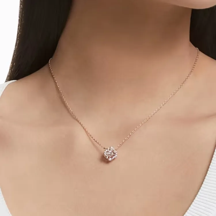 Swarovski Rose Gold Plated Necklace & Stud Earrings Set Women's-6
