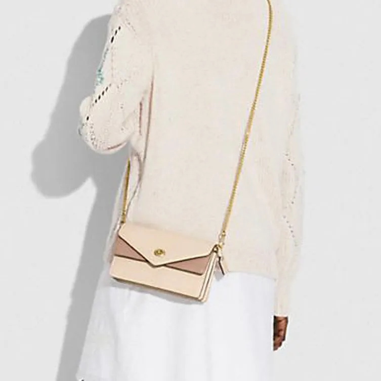 COACH Aster Smooth Finish Calfskin Shoulder Bag Crossbody Bag Small Size Women's Beige With Dusty Pink Accents-4