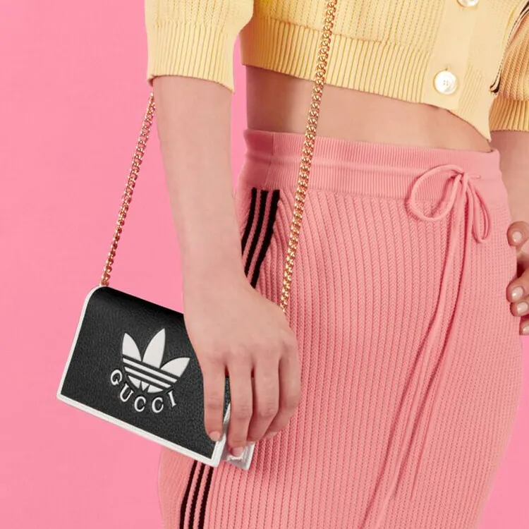 GUCCI Adidas Collaboration Leather Wallet Regular Women's Black-8
