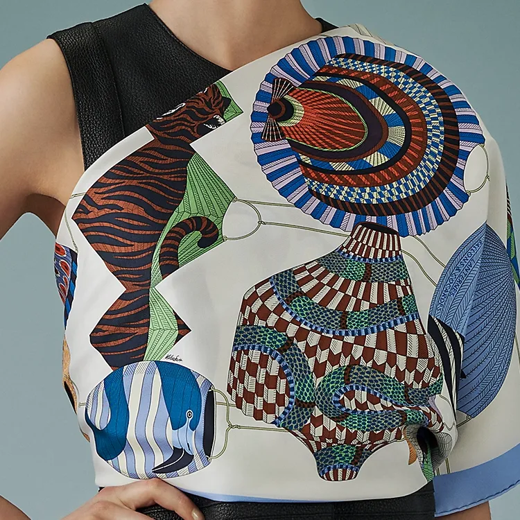 HERMES Silk Scarves Women's White-1