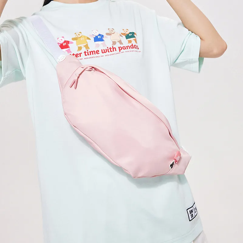 Anta Mr. Friendly Cookie Collaboration Fabric Fanny Pack Regular Unisex Apricot Pink-4