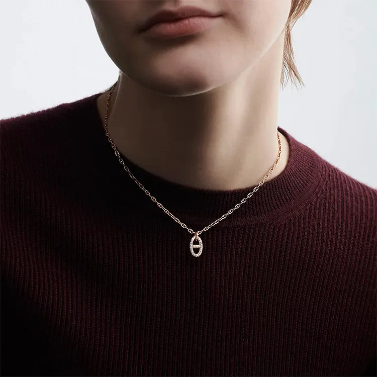HERMES Farandole 18K Rose Gold Necklaces Women's-4
