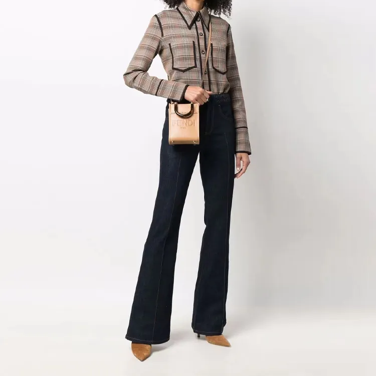 FENDI Sunshine Calfskin Tote Bag Shopping Bag Handbag Shoulder Bag Crossbody Bag Mini Women's Yellow-5