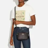 COACH Camera PVC With Skin Camera Bags Shoulder Bag Crossbody Bag Small Size Women's Dark Brown & Black