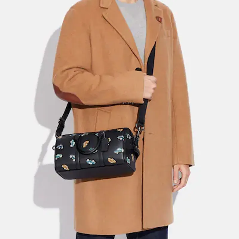 COACH Venturer Refined Pebble Leather Boston Bag Shoulder Bag Crossbody Bag Medium Size Men's Black-3