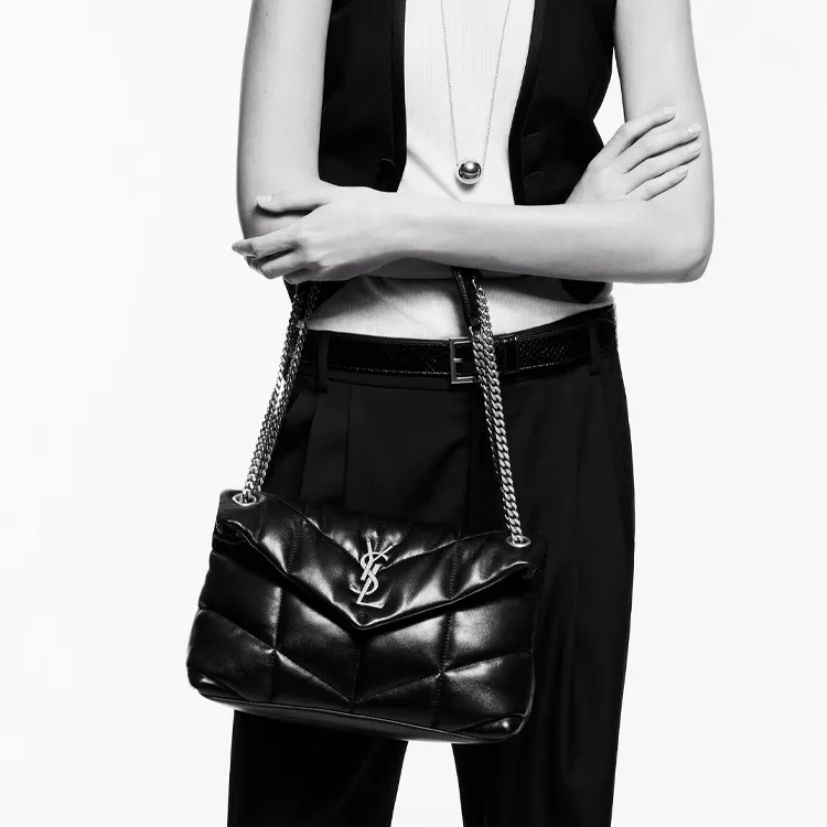 SAINT LAURENT PUFFER Lambskin Cloud Bag Pillow Bag Chain Shoulder Bag Crossbody Bag Small Size Women's Splendid Red-5