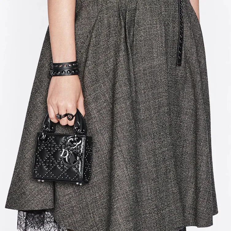 DIOR Lady Dior Sheepskin DaiFeng Bag One Shoulder Handbag Mini Women's Black-5
