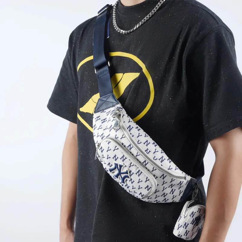 MLB Monogram Collection Polyester Combo Bag One Shoulder Crossbody Fanny Pack Regular Unisex Cream White-8
