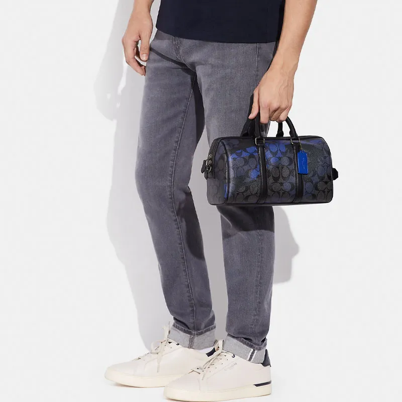 COACH Venturer Cow Leather Travel Bag, Shoulder Bag, Crossbody Bag, Handbag Medium Size Men's Black & Blue-4