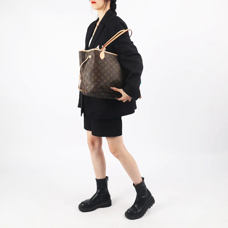 LOUIS VUITTON NEVERFULL Coated Canvas With Leather Combo Bag, Tote Bag, Shopping Bag, Handbag, Shoulder Bag Women's-10